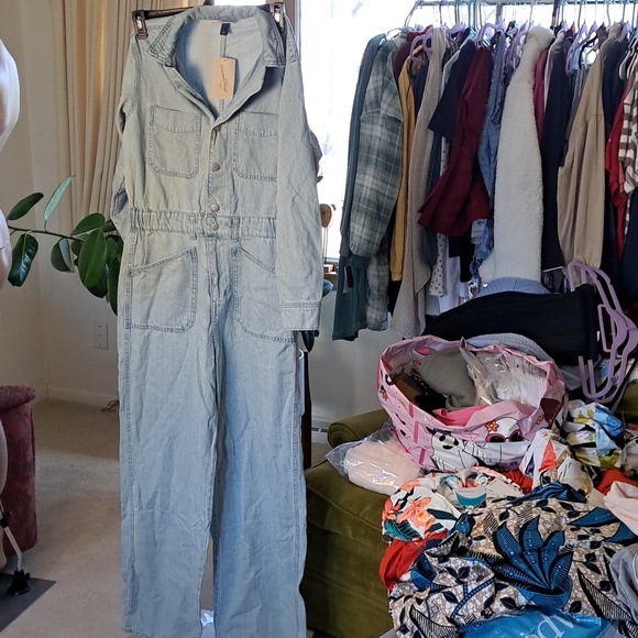 Universal Thread Denim - Universal Thread Light Blue Denim Utility Jumpsuit 10 Inseam 30"